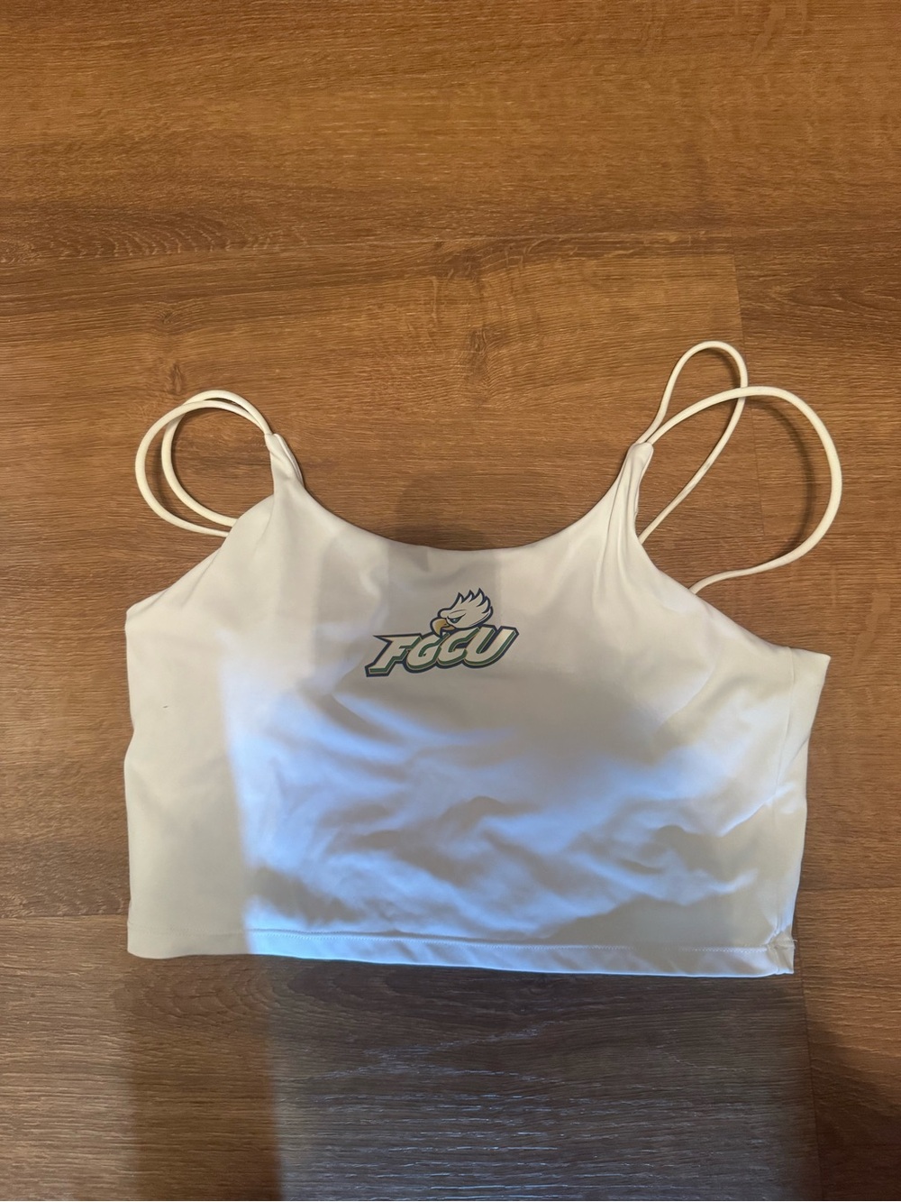 FGCU White Strappy Crop Tank Top